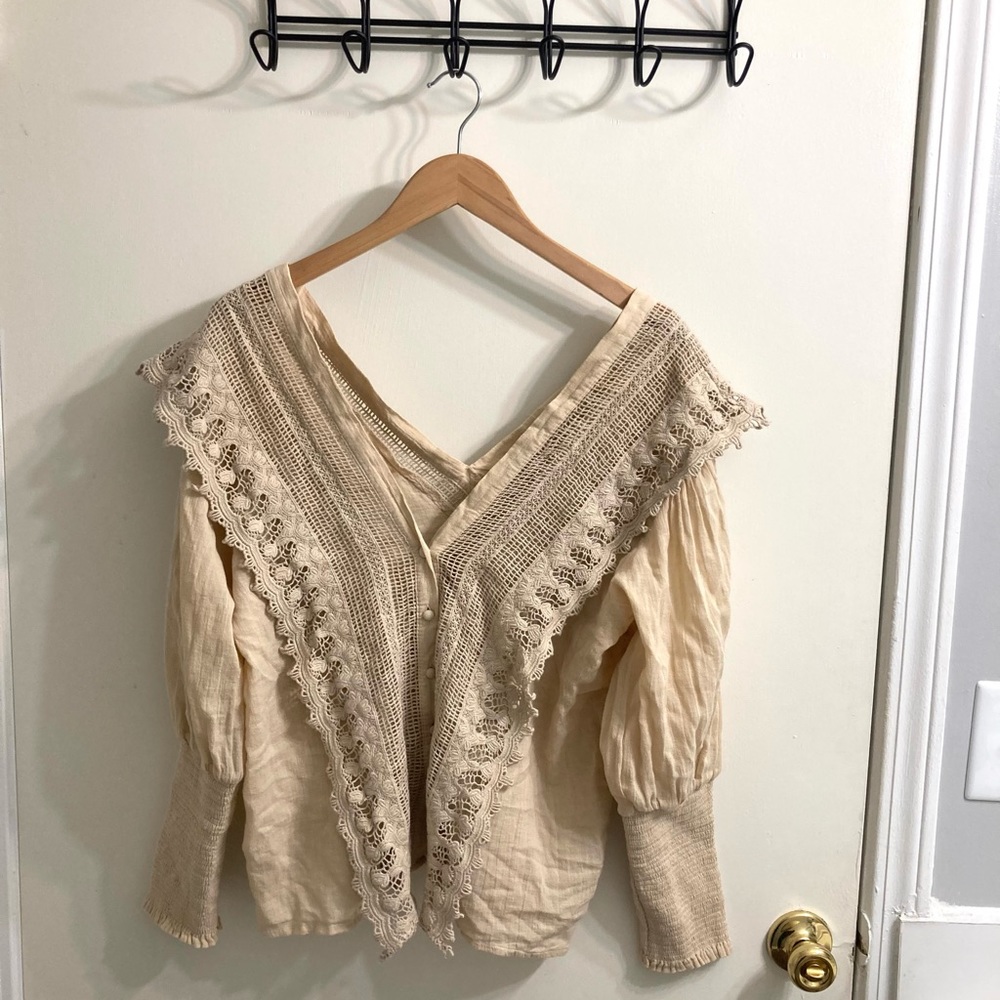 Beige Long Sleeve Top